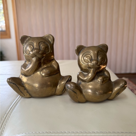 Vintage Other - Vintage Brass Panda Figures